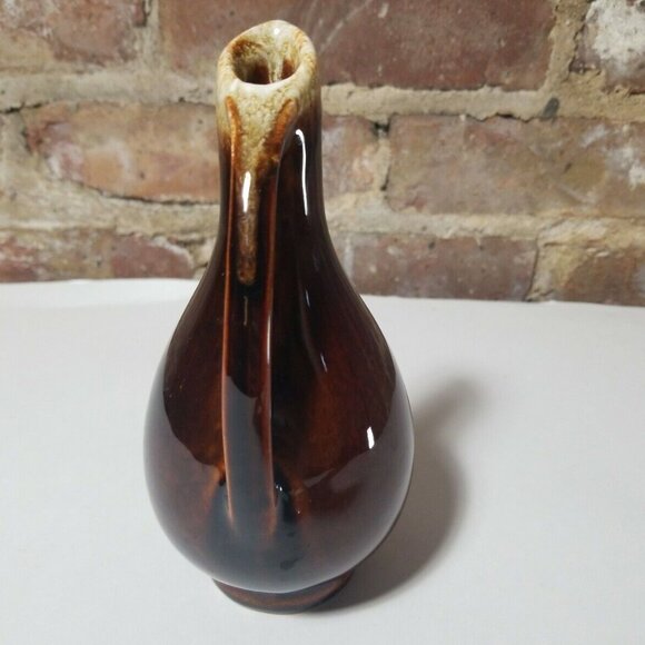 Small Cruet vase/ creamer brown drip glaze. Retro style - Picture 4 of 7